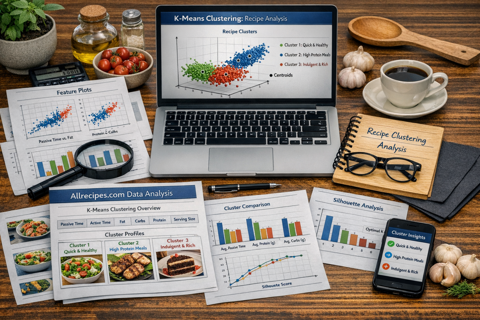 K-Means Clustering of Allrecipes Data AI Generated Image